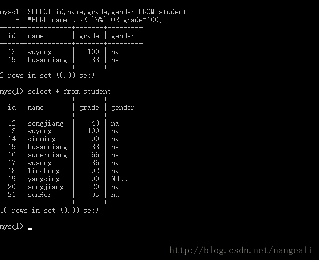 Mysql应用MySql带OR关键字的多条件查询语句