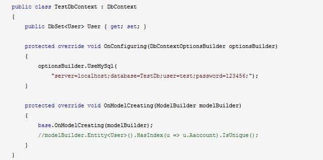 MySql 使用 EF Core 2.0 CodeFirst