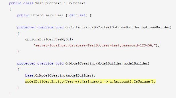 MySql 使用 EF Core 2.0 CodeFirst