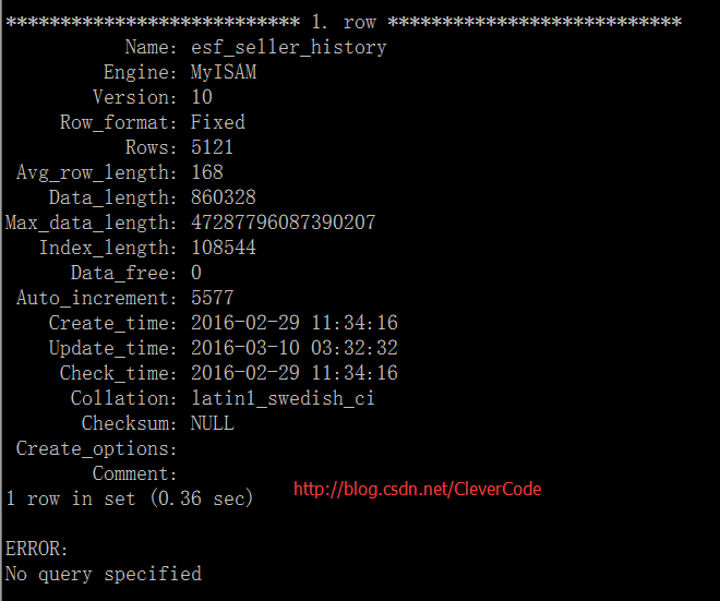 Mysql学习Mysql中 show table status 获取表信息的方法